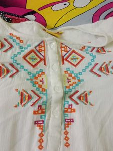 Off White Embroidered Tunic