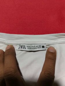 White Basic Crew Neck Crop Top – Zara