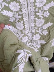 Embroidered Olive Green Kurta