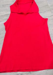 pink  Ribbed Collared Sleeveless Top
