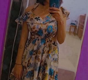Floral Print Cold Shoulder Dress
