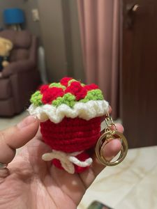 Crocheted Flower Bouquet Keychain