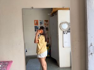 gingham square Yellow shirt