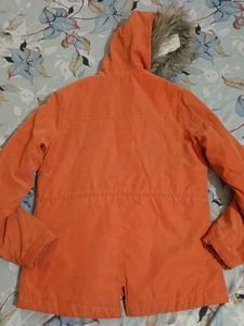 Max Orange Winter Jacket with Fur Hood
