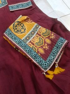 Elegant Maroon Kurta Set with Dupatta