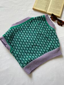 Retro Argyle Knit Vest