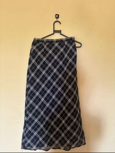 Black & White Plaid Midi Skirt