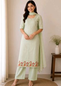 Mint Green Kurta Set with Embroidery