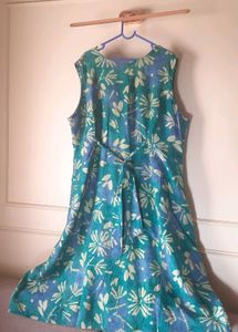 Flowy Leaf Print Real Mirror Work Onepiece