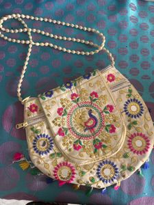 Embroidered Peacock sling Bag
