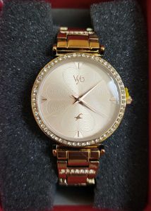 Elegant Rose Gold Watch with Crystal Bezel