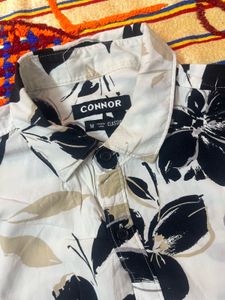 🏝️Connor Beach Party Shirt– White with Black Leaf