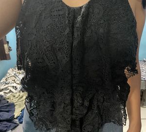 Black Ruffle Crop Top