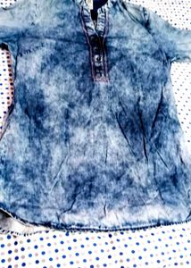 Stylish Washed Denim Kurti  and jeans