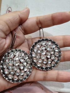 Elegant Crystal Studded Round Earrings