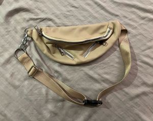 Beige Zipper Waist Bag