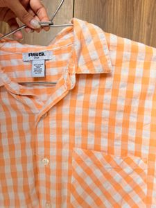 Orange Gingham Cropped Shirt