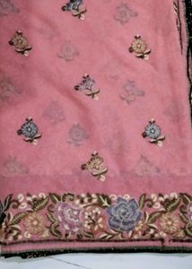 Pink Floral Embroidered Saree With Blouse