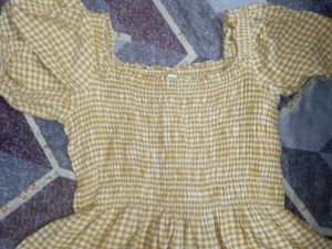 Yellow Gingham Smocked Top