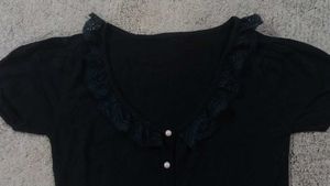 Black Lace Trim Cardigan