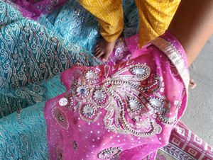 Beautiful Blue &amp; Pink Saree with Embellishments