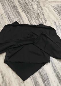combo of  Black Long Sleeve Crop Top and sleeveles