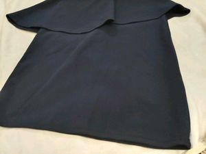 Navy Peplum Dress with Gold Bead Detail