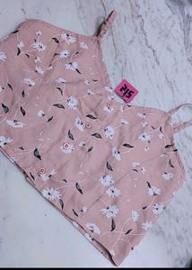 Floral Print Button-Up Crop Top