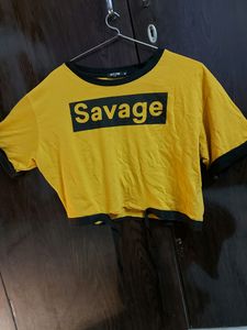 DOLCE CRUDO Mustard Yellow Crop Cotton 💛 Top
