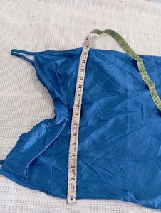 Elegant Blue Satin Slip Dress