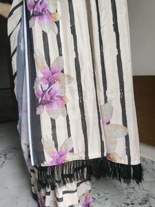 Elegant Striped Floral Saree