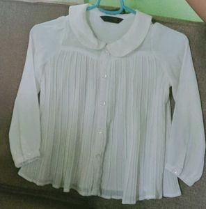 Elegant White Pleated formal tops for 2 to 4 years