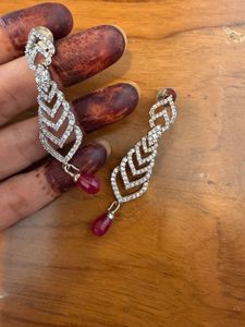 Elegant Dangle Earrings with Ruby Drops