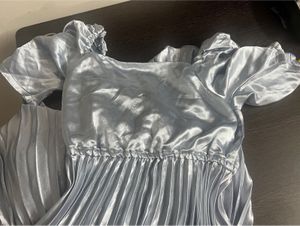 Silver Satin Pleated Maxi Dress