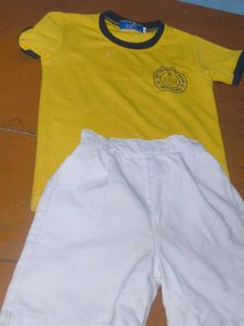 Kids Yellow & White School Uniform Set