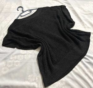 Y2K Oversized Black Crochet Top