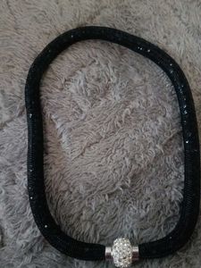 black crystal mesh stardust choker necklace double