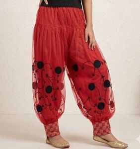 Red Embroidered Patiyala Pyjama