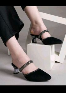 Black Embellished Mules