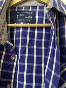 Blue Plaid Button-Down Shirt