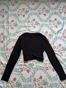 Black Twist Front Long Sleeve Top