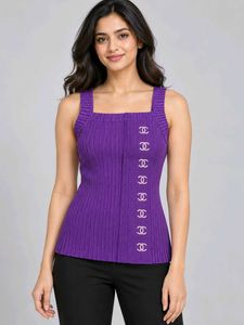 Purple Ribbed Knit Top