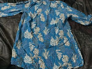 Max Blue Floral Print Tunic Top