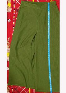 Stylish Olive Green Palazzos with Subtle Print