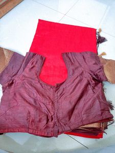 Red Saree with Blouse tailor stiched 40