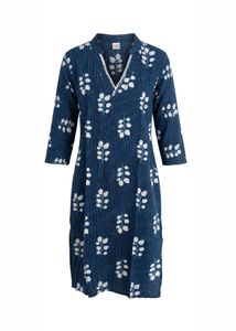 Blue Leaf Print V-Neck Kurta