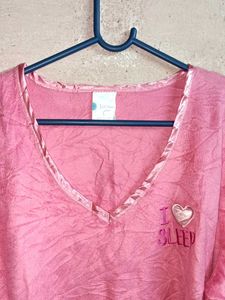 Pink Long Sleeve "I Love Sleep" V-Neck Top