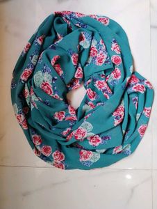 Teal Green Floral Printed Scarf/Hijaab