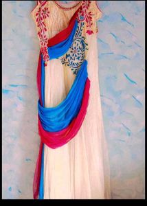 Elegant Ethnic Gown with Colorful Draping