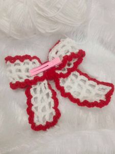 Red &amp; White Hair Clip Bow